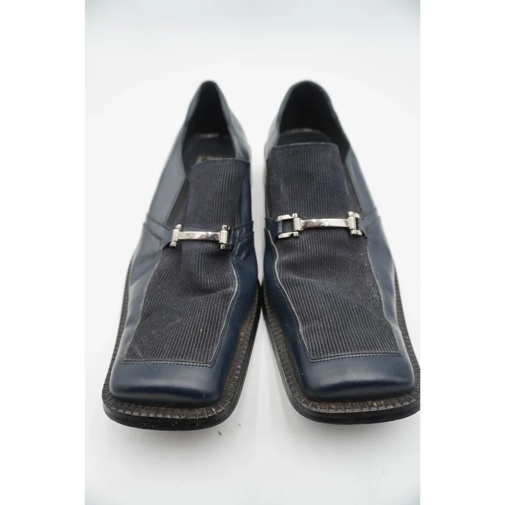 Borgesi Beverly Hills Collection Men’s Navy Blue Loafers Leather & Corduroy Sz46
